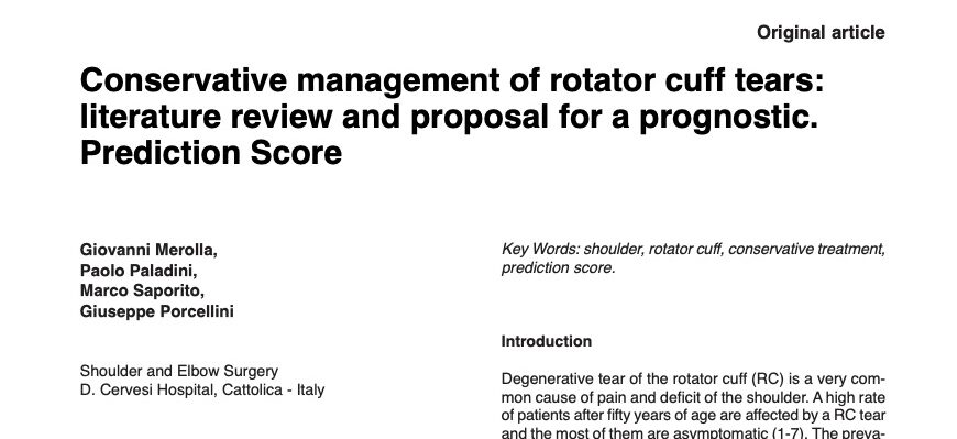 Conservative management of rotator cuff tears