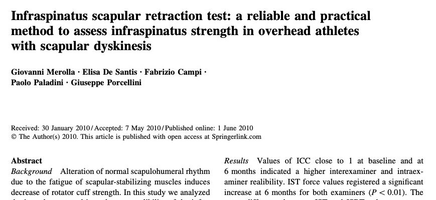 Infraspinatus scapular retraction test