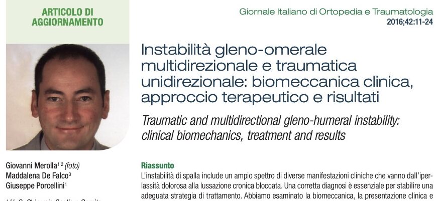 Instabilità gleno-omerale: diagnosi e trattamento