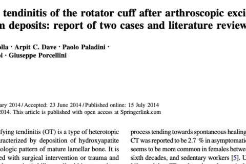 Ossifying tendinitis of the rotator cuff after arthroscopic excision of calcium deposit