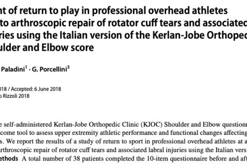 Assessment of return to play in professional overhead athletes subjected to arthroscopic repair of rotator cuff tears and associated labral injuries